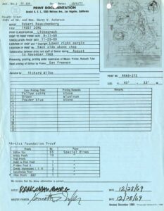 Print documentation from Gemini G.E.L. for Robert Rauschenberg’s Trust Zone (Stoned Moon) (1969). SFMOMA Permanent Collection Object Files