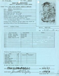 Print documentation from Gemini G.E.L. for Robert Rauschenberg’s Banner (Stoned Moon) (1969). SFMOMA Permanent Collection Object Files   