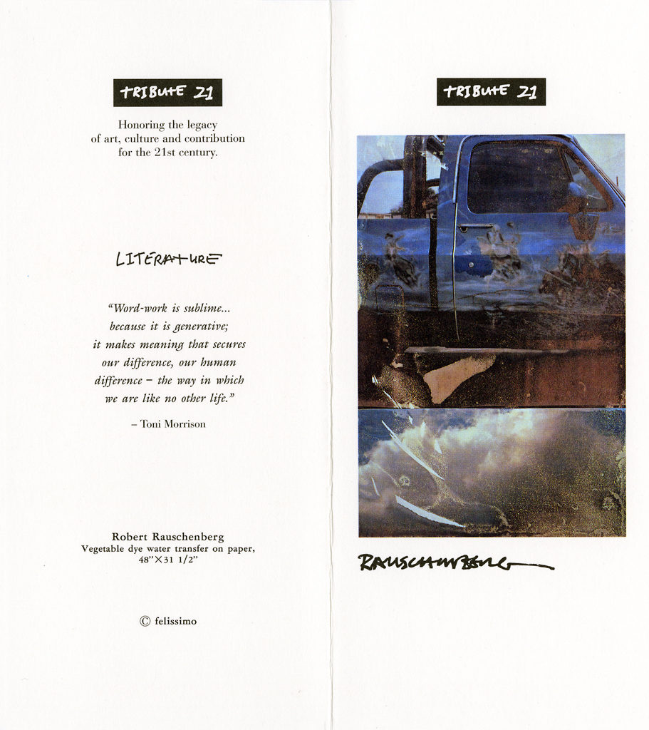 <p>Felissimo brochure for <em>Literature</em><em> (Tribute 21)</em>, 1994. SFMOMA Permanent Collection Object Files</p>
