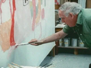 Philip Guston at work in his studio · SFMOMA