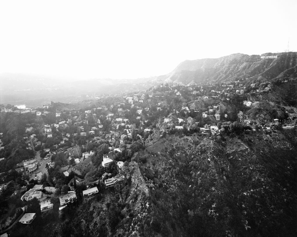 Artwork image, Michael Light's Hollywood Hills from Griffith Park, Beachwood Drive and Hollywood Reservoir at Left