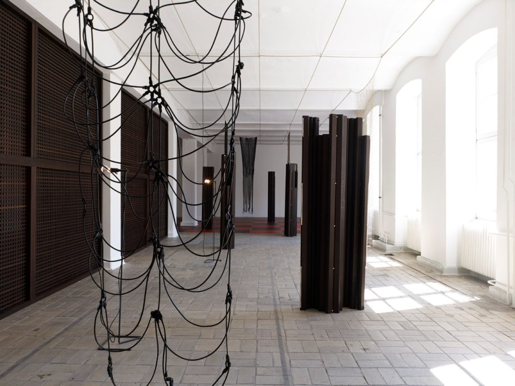 Artwork installation view, Leonor Antunes, a secluded and pleasant land. in this land I wish to dwell