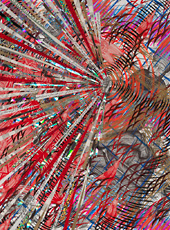 Schoultz, mixed media abstract colorful radial