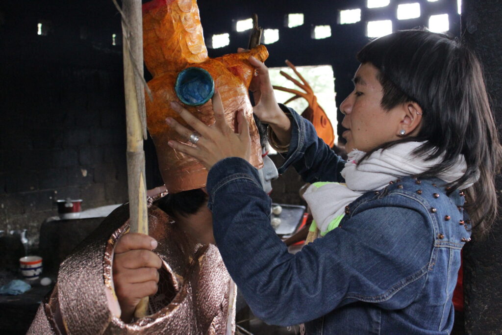 Naomi Rincón Gallardo with a cast member during production for The Formaldehyde Trip