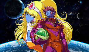 A cartoon couple in bold colors