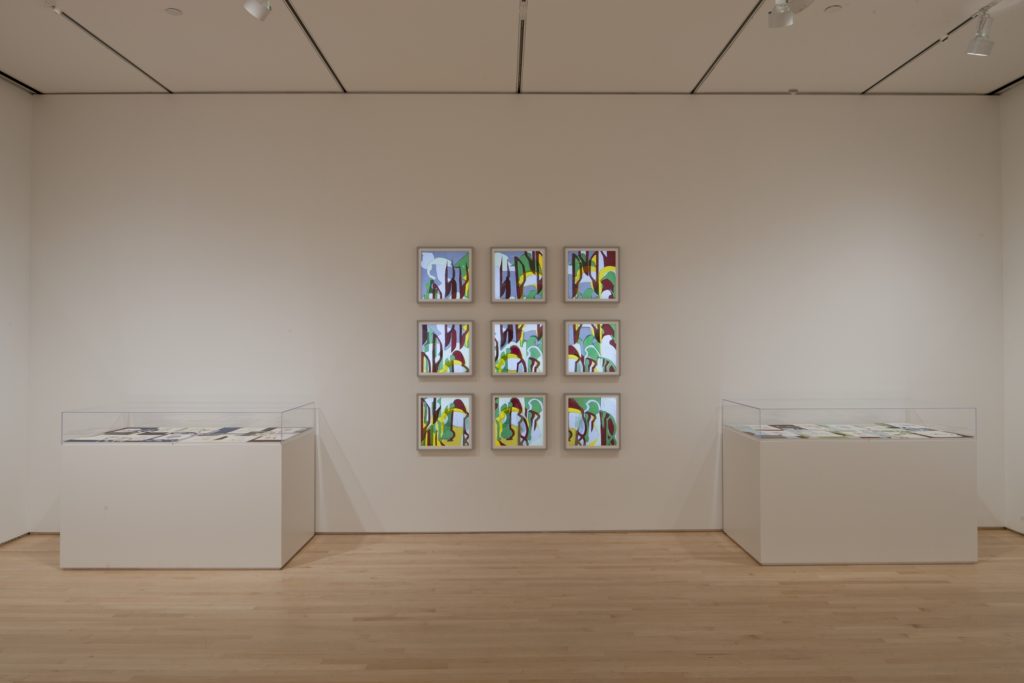 A grid of nine lightboxes featuring abstract images