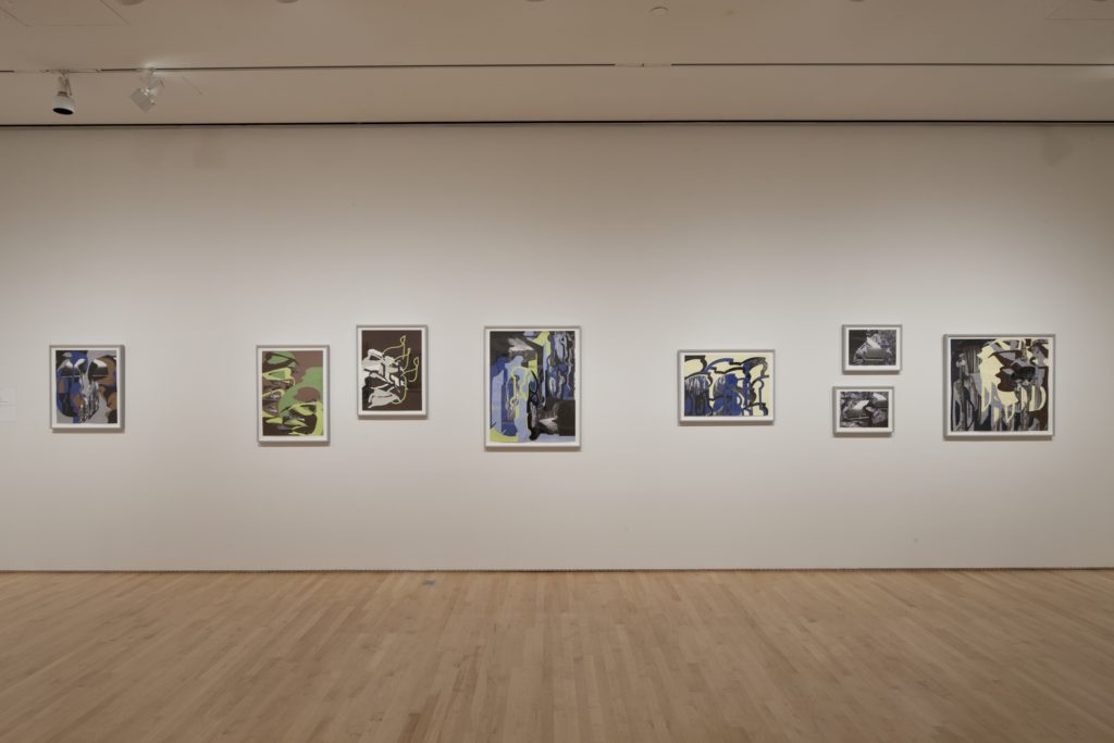 A room with several artworks by Anna Parkina