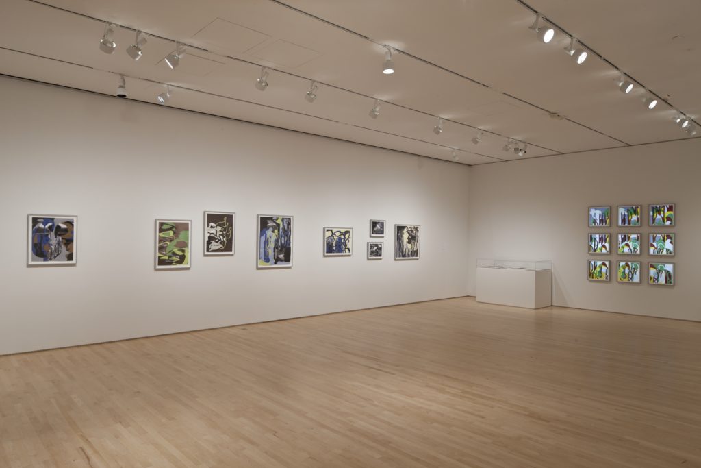 A room with several artworks by Anna Parkina