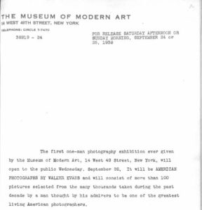 Black text on white background, a MOMA press release from 1938