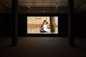 projected screen in dark room