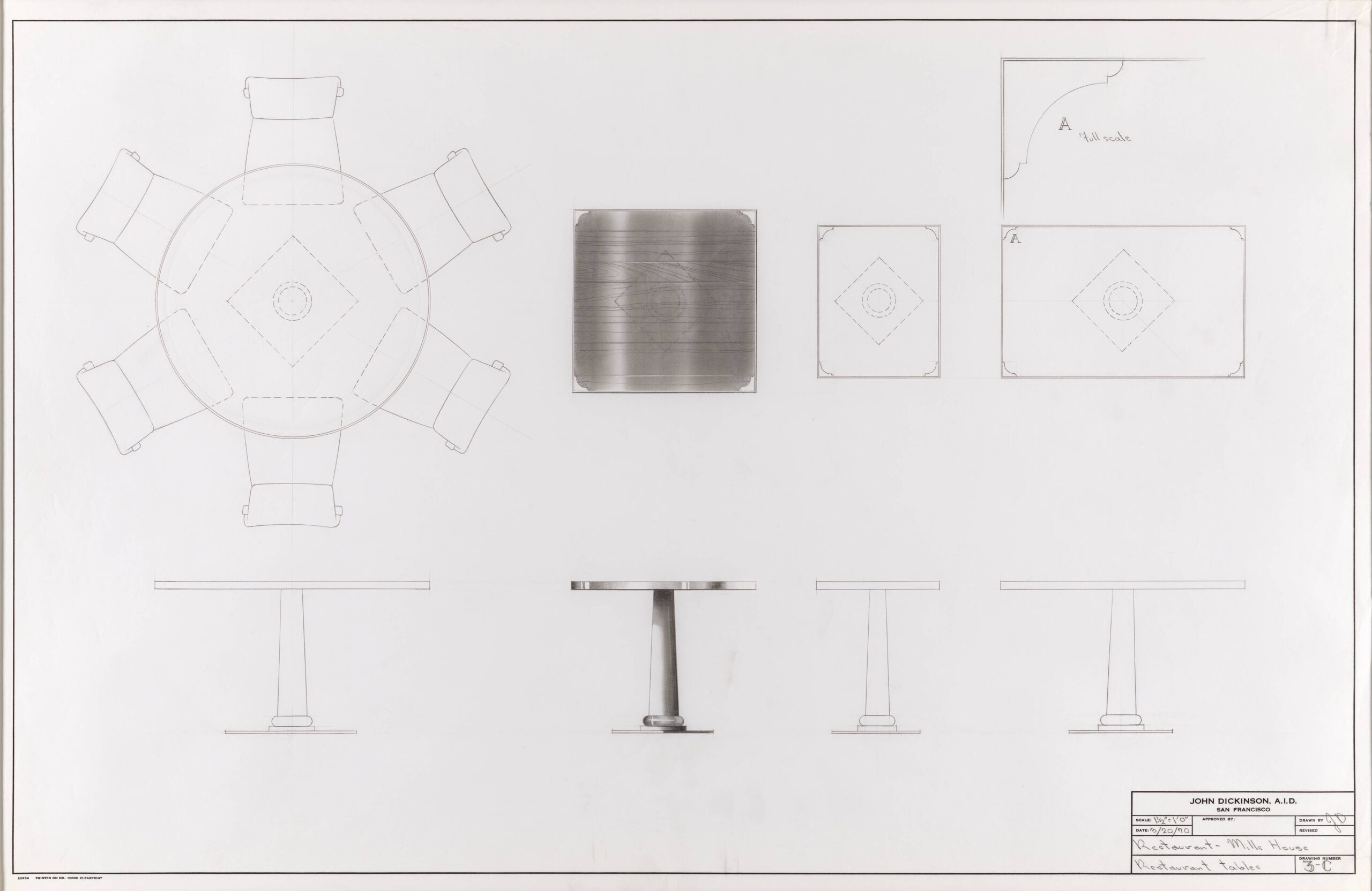 John Dickinson, Restaurant tables, Mills House Restaurant , 1970 · SFMOMA