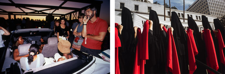 Two images of Suzanne Lacy performances