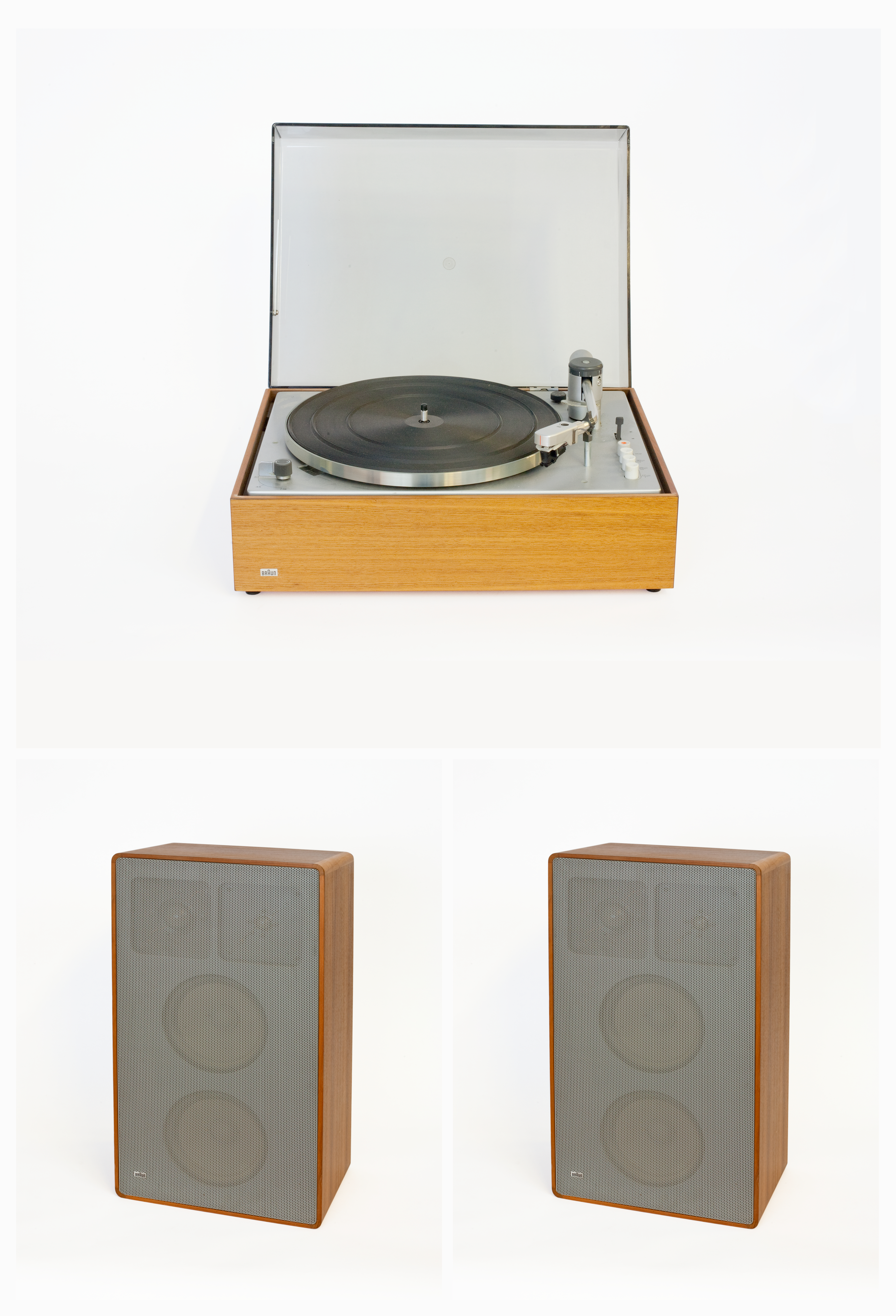 Dieter Rams, Braun PS 600 phonograph and L 810 speakers, 1969 · SFMOMA