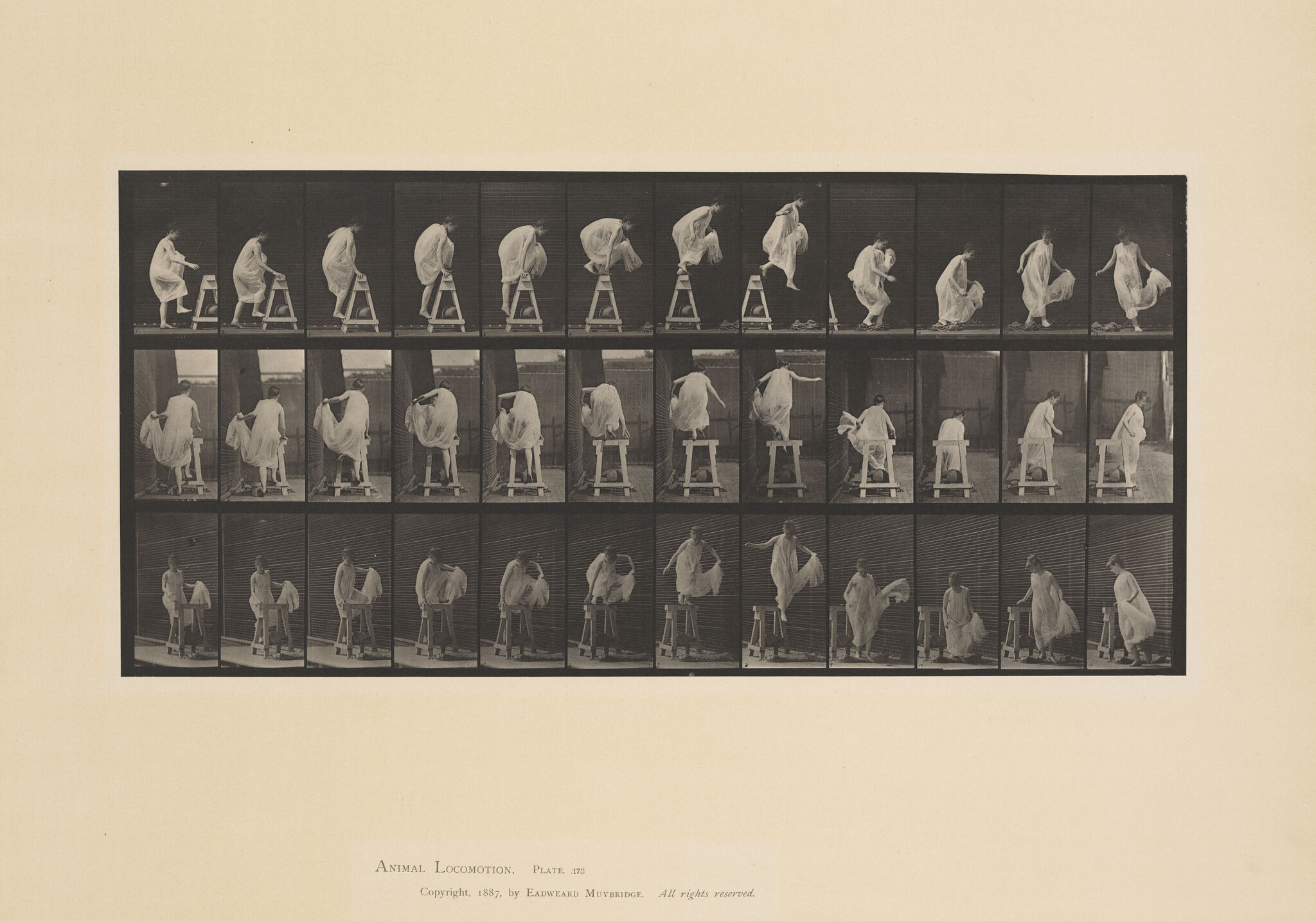 Eadweard Muybridge, Woman jumping over barrier, 1887 · SFMOMA